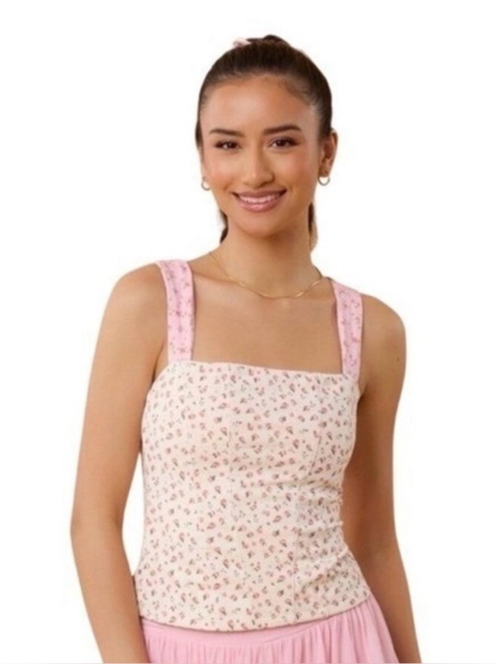 Blogilates Tiny Bows Corset Tank Ditsy Print Coquette Balletcore Soft Girl Small